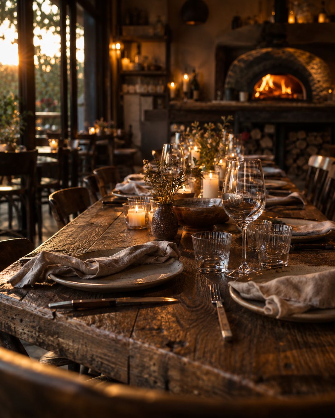 Long table set for supper club