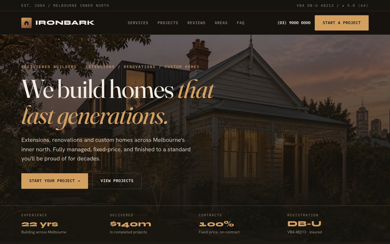 Ironbark Building website