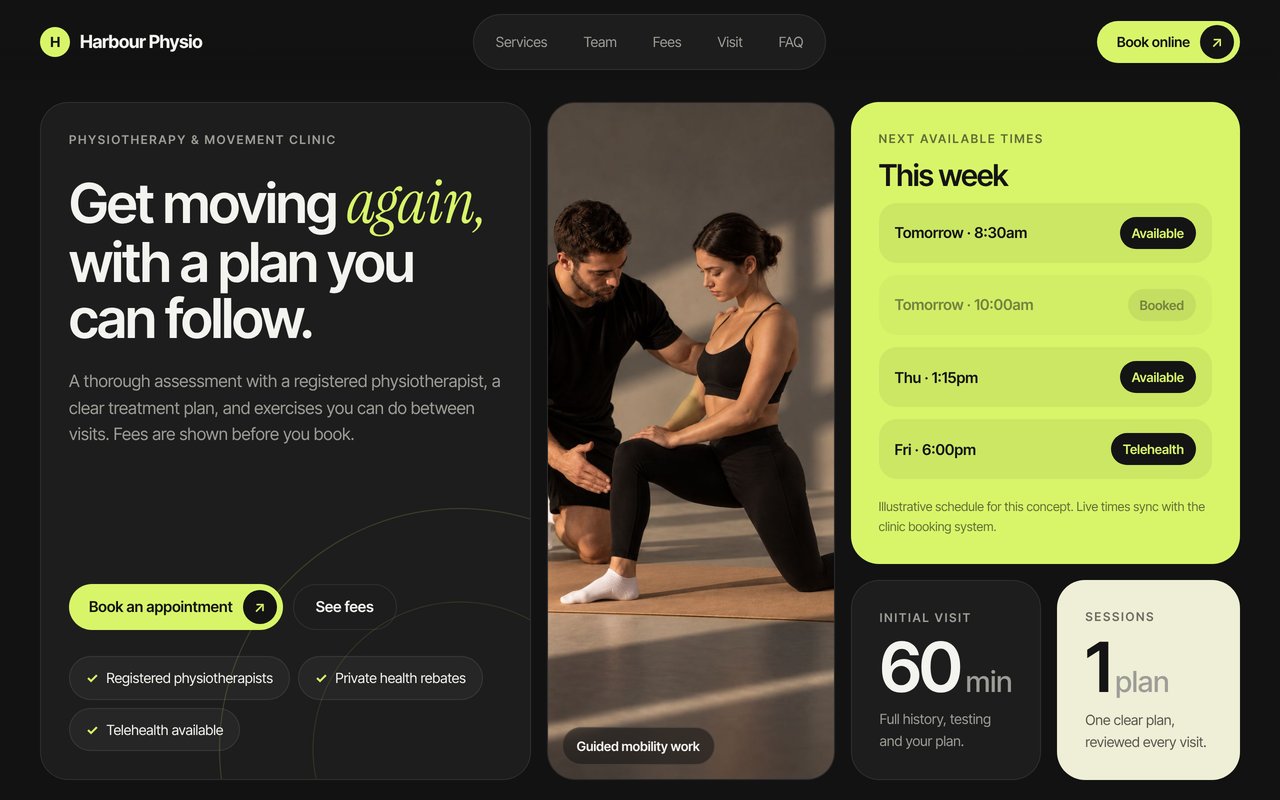 Harbour Physio website concept