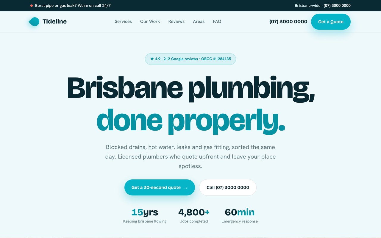 Tideline Plumbing website