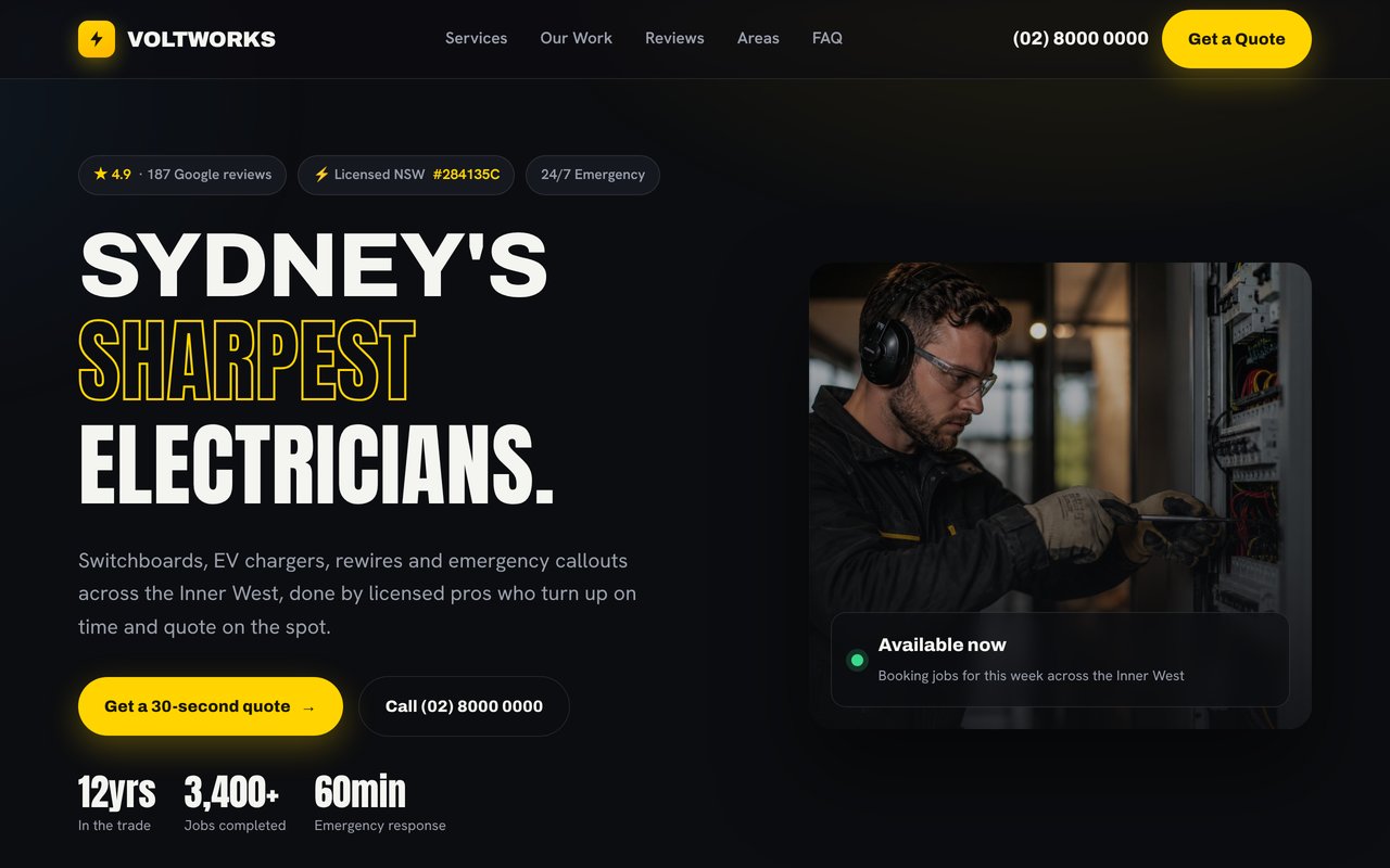 Voltworks Electrical website